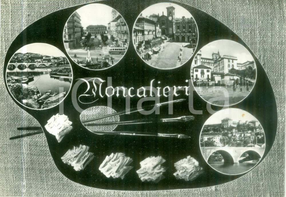 Cartolina originale da collezione 1962 MONCALIERI TO Vedutine su tavolozza Cartolina FG VG 1