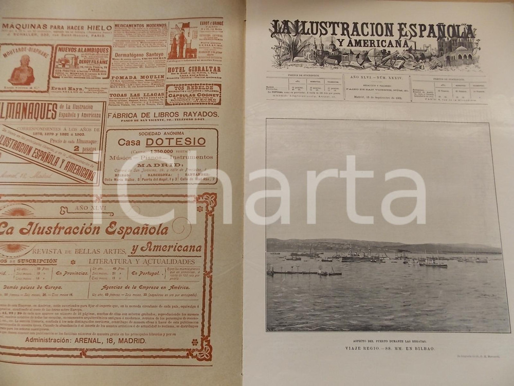 Giornale, rivista storica 1902 LA ILUSTRACION ESPANOLA Viaje regio en Bilbao Sovracoperta nÂ°XXXIV 1