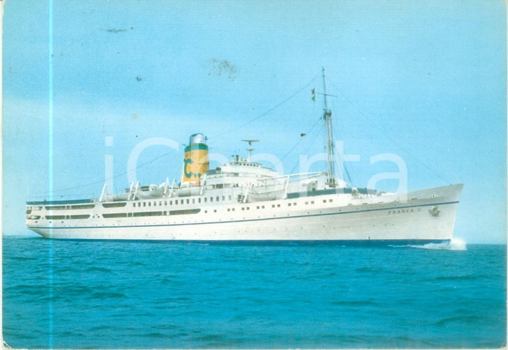 Cartolina originale da collezione 1977 GENOVA Linea C Motonave FRANCA C. Cartolina postale FG VG 1