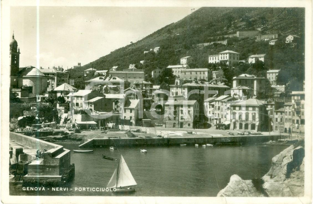 Cartolina originale da collezione 1946 GENOVA NERVI Veduta del porticciuolo Cartolina postale FP NV 1