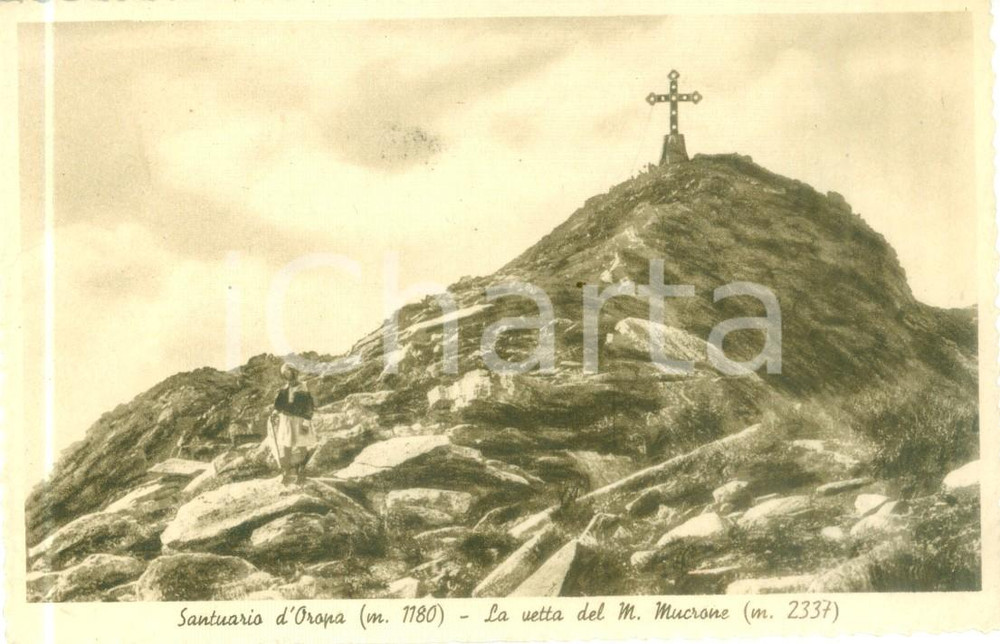 Cartolina originale da collezione 1930 ca BIELLA Santuario d OROPA Vetta Monte MUCRONE Cartolina ANIMATA FP NV 1