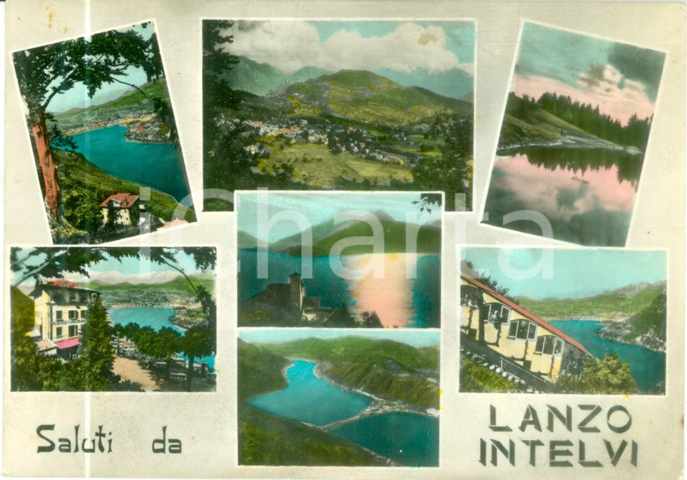 Cartolina originale da collezione 1963 LANZO D INTELVI CO Vedutine con lago Cartolina VINTAGE FG VG 1