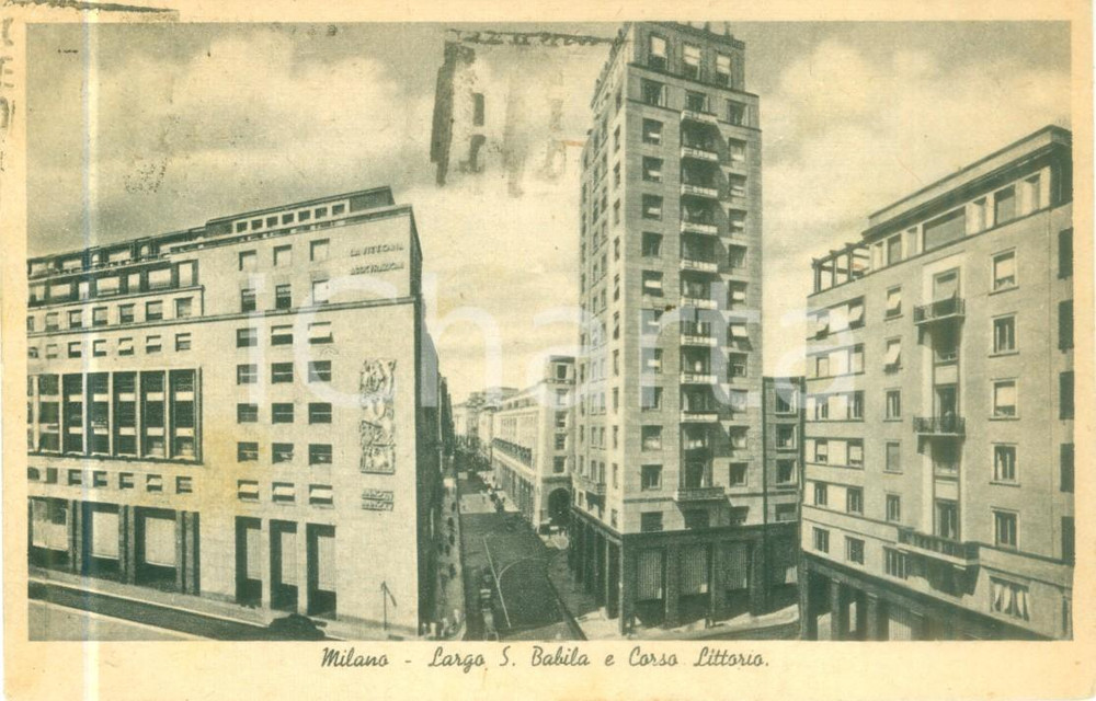 1942 MILANO Largo San Babila Corso Littorio *Cartolina FP VG