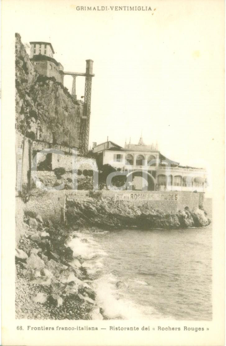 Cartolina originale da collezione 1935 ca VENTIMIGLIA IM Ristorante Roches Rouges a Frontiera GRIMALDI Cartolina 1