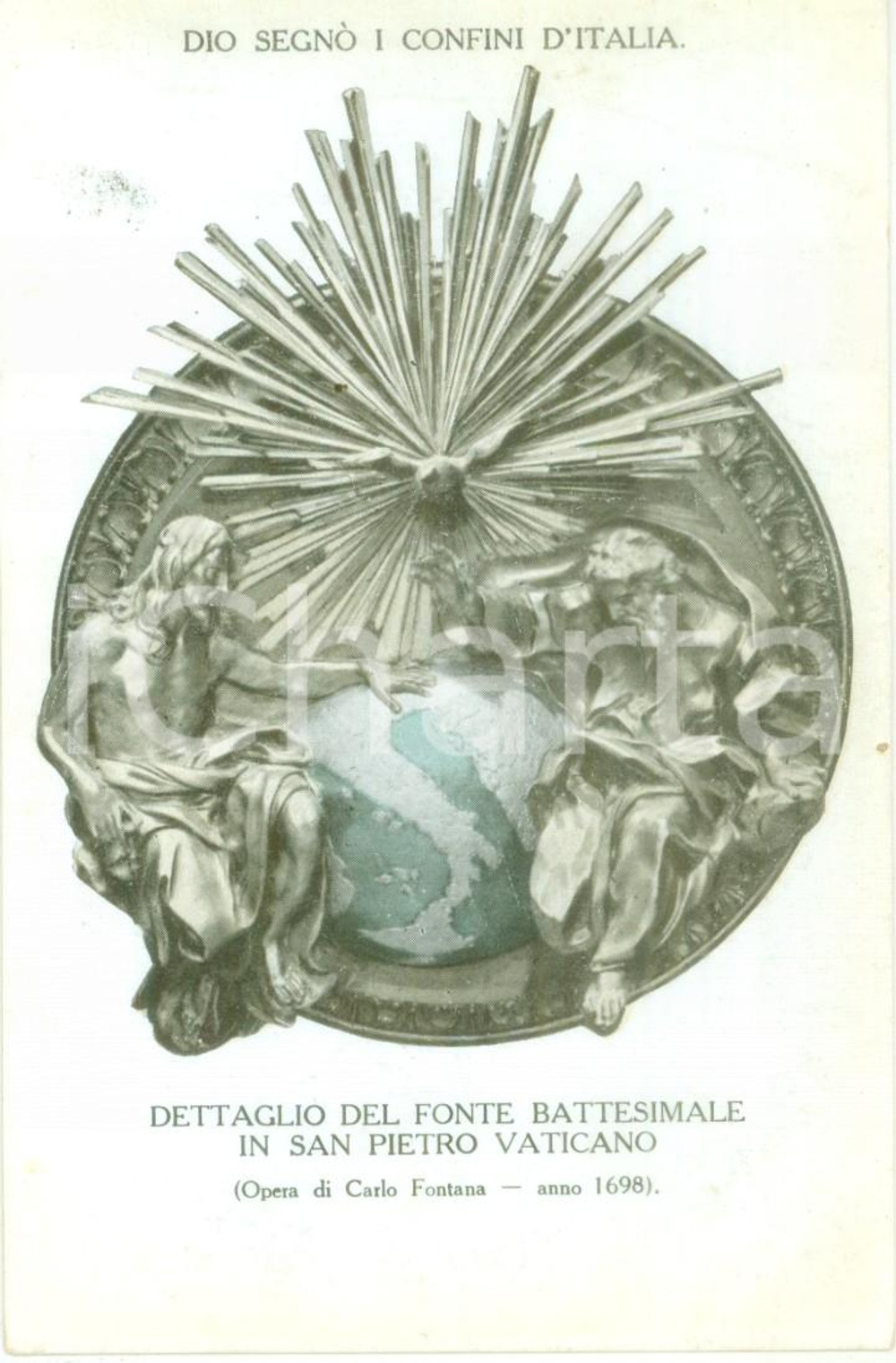 Cartolina originale da collezione 1916 VATICANO Dettaglio del fonte battesimale in SAN PIETRO Cartolina FP NV 1
