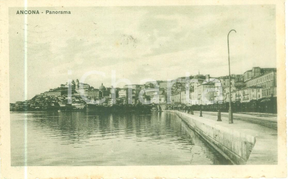 Cartolina originale da collezione 1923 ANCONA Panorama della cittÃ  con piroscafo in porto Cartolina FP 1