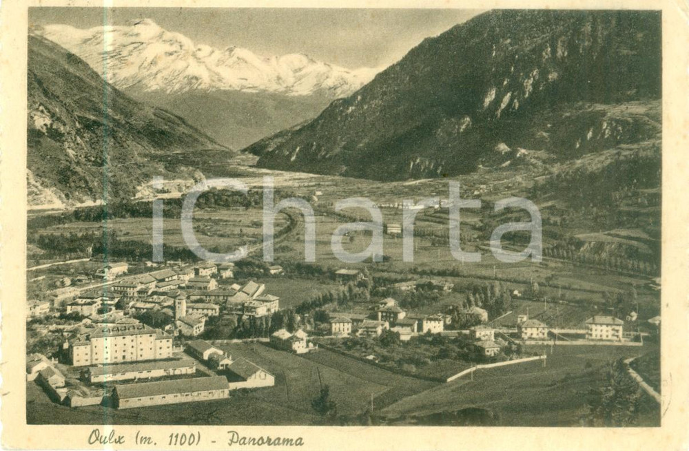 Cartolina originale da collezione 1949 OULX TO Panorama del paese nella vallata Cartolina FG VG 1