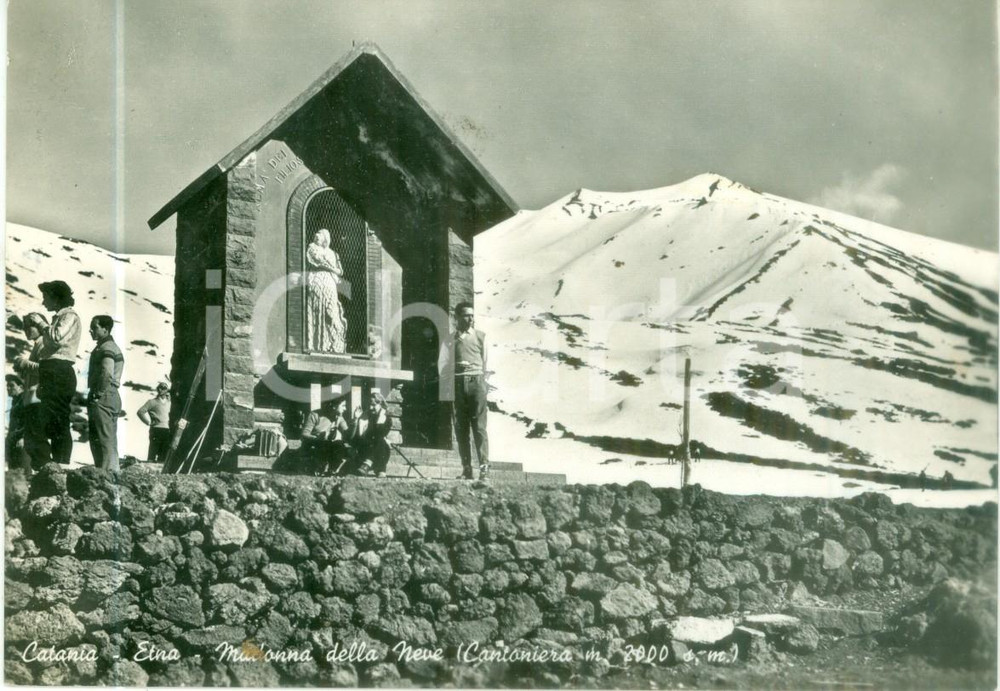 Cartolina originale da collezione 1956 CATANIA Sciatori alla Madonna della Neve sull ETNA Cartolina FG VG 1