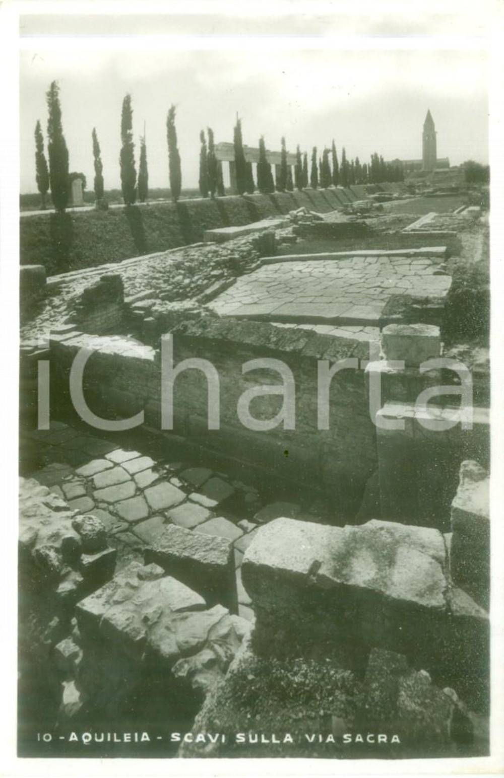 Cartolina originale da collezione 1935 ca AQUILEIA UD Veduta degli scavi sulla Via Sacra Cartolina FP NV 1