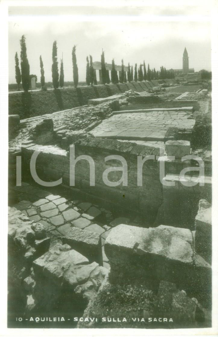 Cartolina originale da collezione 1935 ca AQUILEIA UD Veduta degli scavi sulla Via Sacra Cartolina FP NV 1