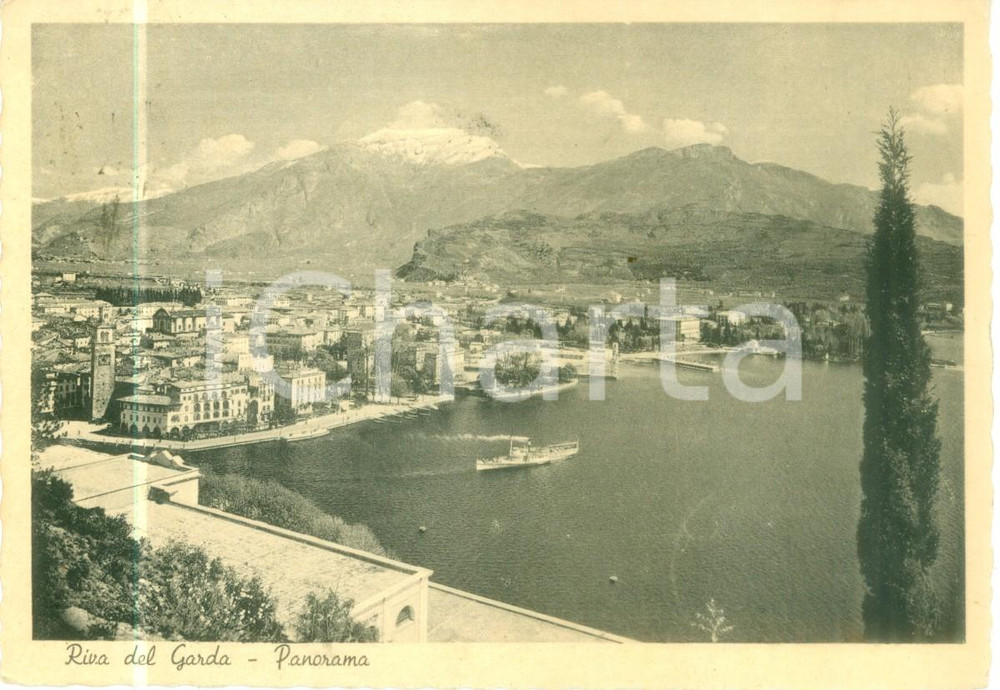 Cartolina originale da collezione 1942 RIVA DEL GARDA BS battello a vapore attraverso il lago Cartolina FG VG 1