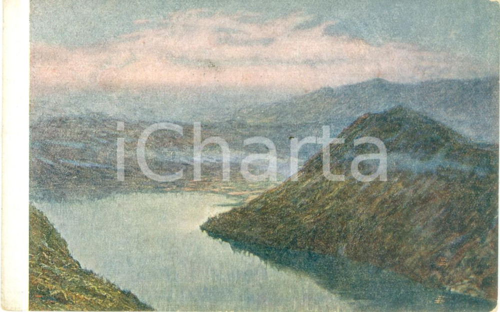 Cartolina originale da collezione 1940 ca ARTE Pittore Roberto BORSA Lago di LUGANO visto da LANZO Cartolina FP NV 1