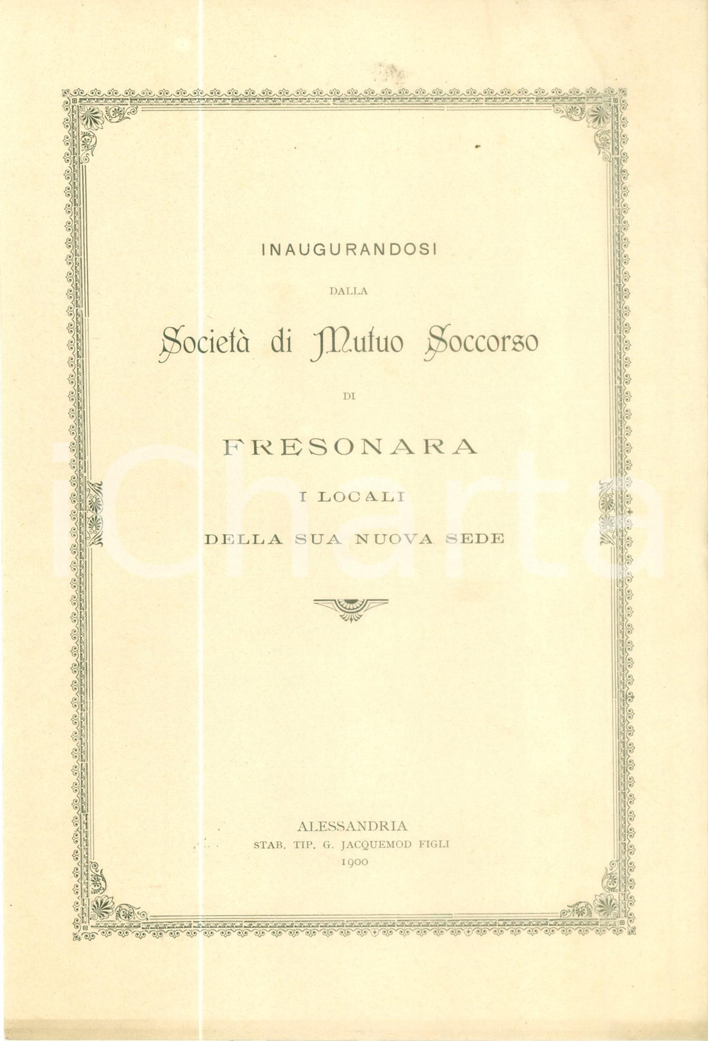 Documento originale, autentico 1900 FRESONARA AL Inno per inaugurazione SOCIETA  DI MUTUO SOCCORSO 3 1