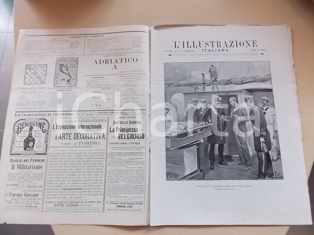 Giornale, rivista storica 1902 ILLUSTRAZIONE ITALIANA Guglielmo MARCONI su Carlo Alberto Sovracoperta 35 1