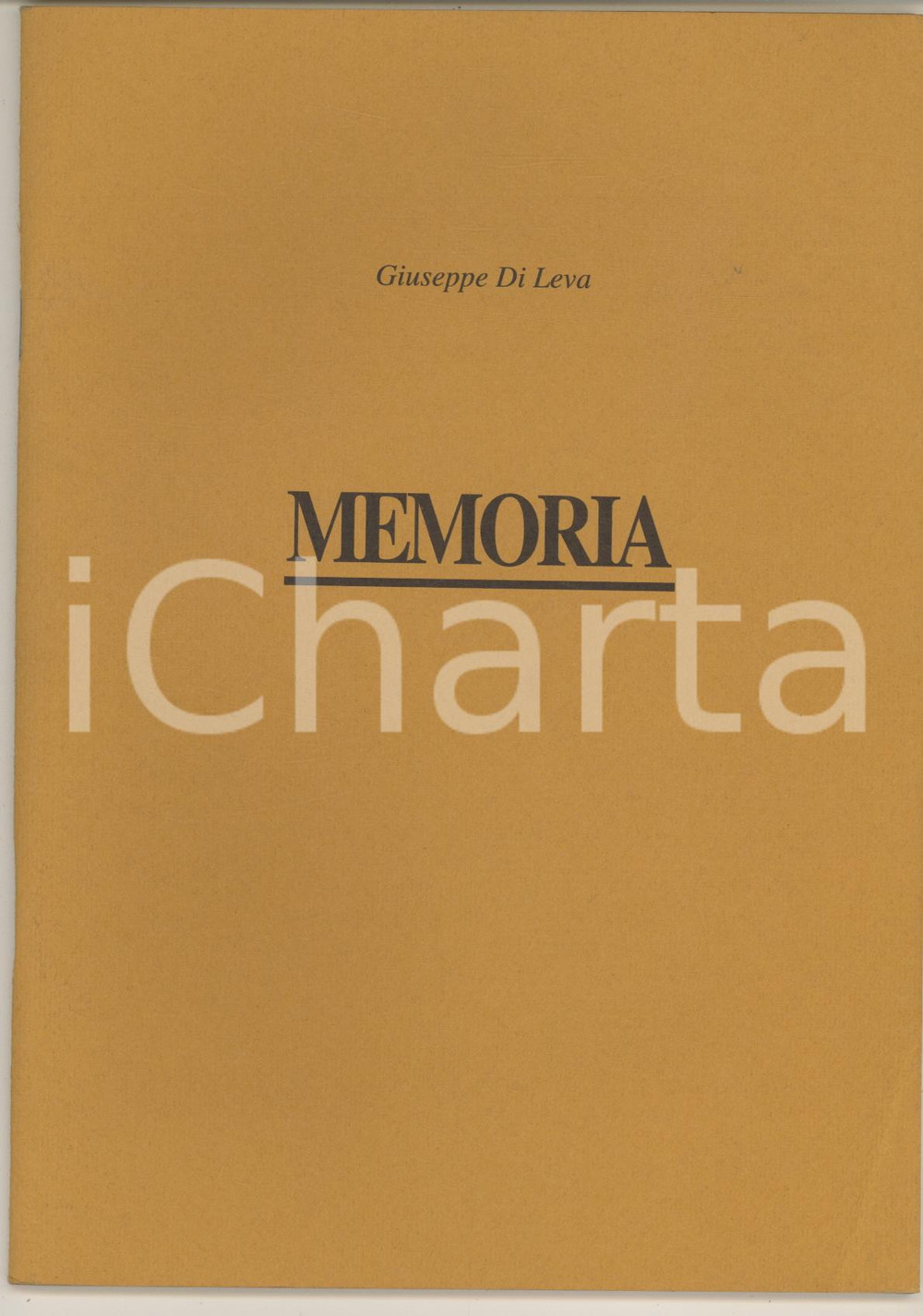 Libro, pubblicazione d epoca 1993 Giuseppe DI LEVA  Memoria  Invio AUTOGRAFO ERT  ATERBALLETTO 1
