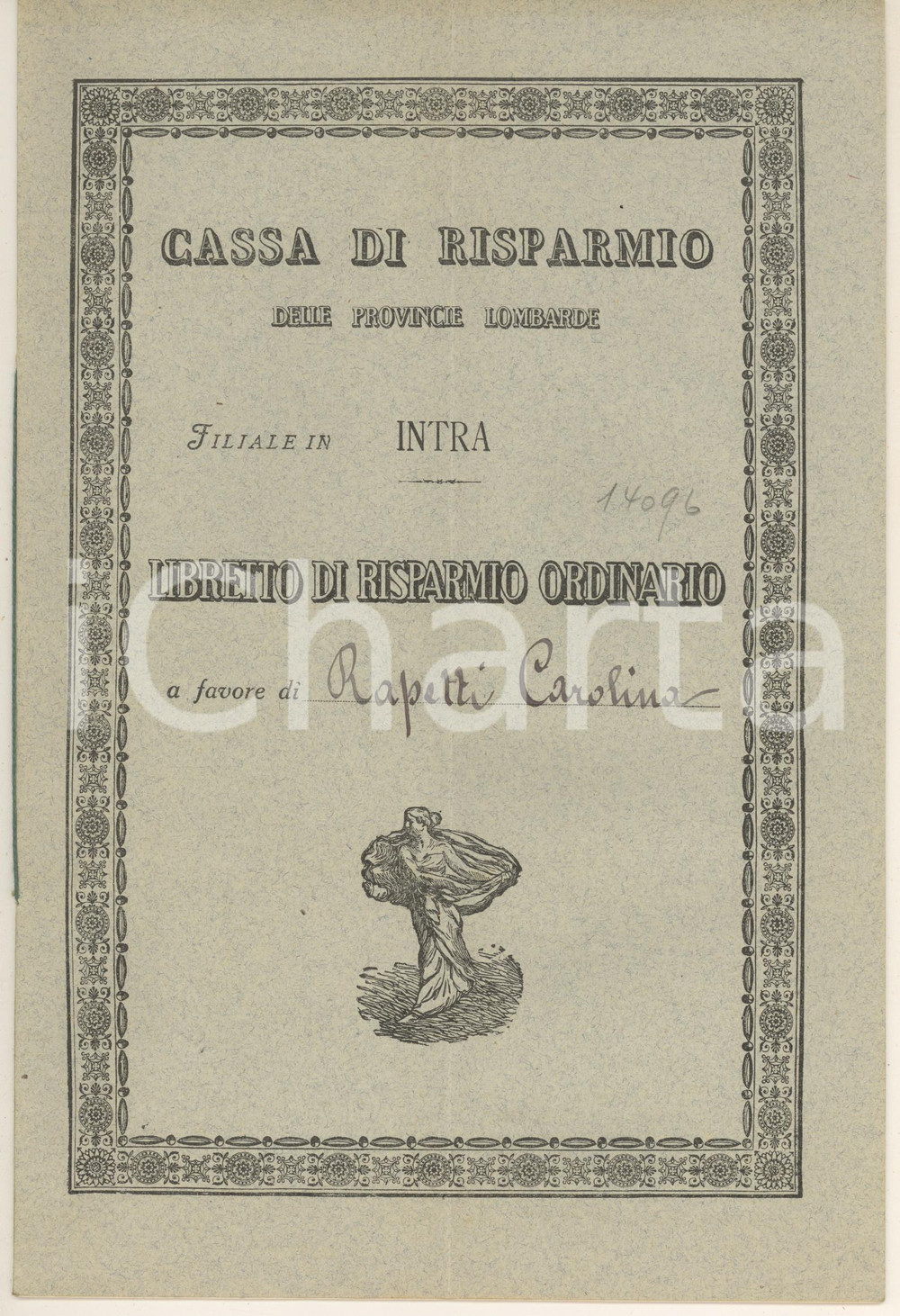 Oggetto da collezione cartaceo 1928 VERBANIA INTRA Cassa di Risparmio Provincie Lombarde Libretto al portatore 1