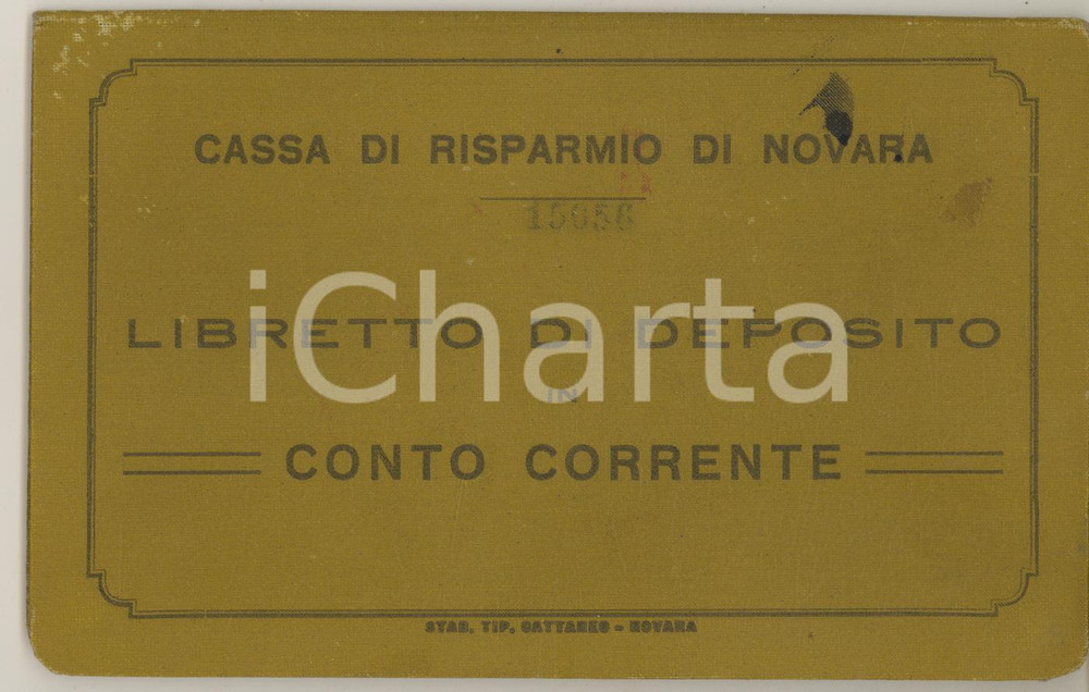 Oggetto da collezione cartaceo 1923 VERBANIA INTRA Cassa di Risparmio di Novara  Libretto di deposito 1