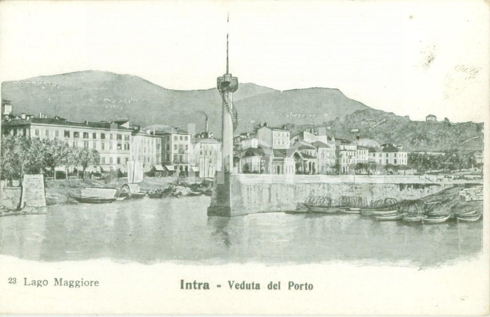 Cartolina originale da collezione 1925 ca VERBANIA INTRA Veduta del porto con barche Cartolina FP NV 1