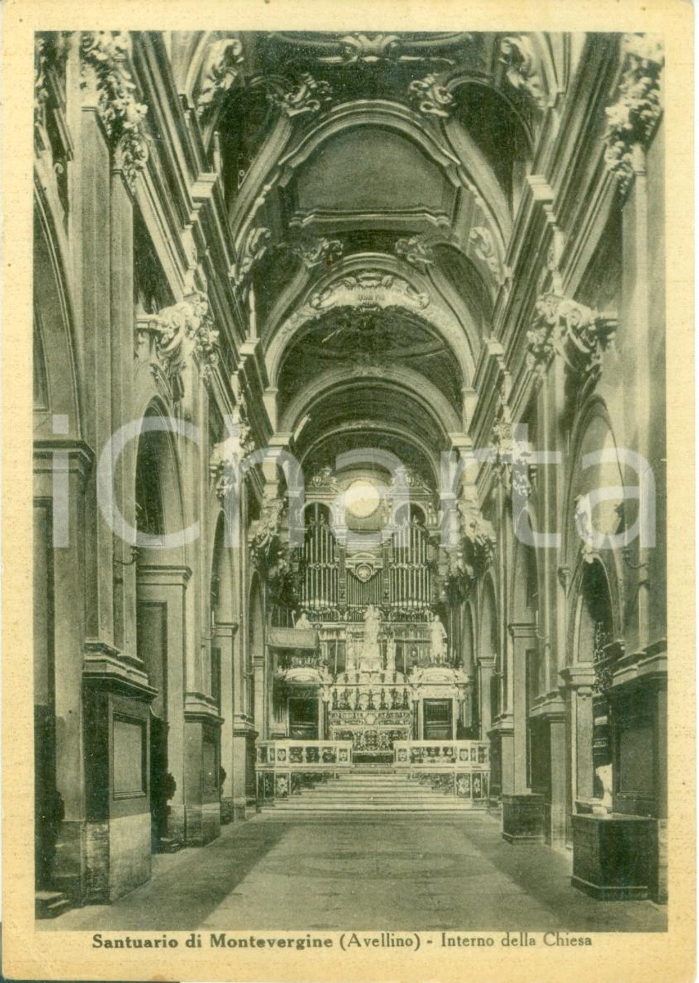 Cartolina originale da collezione 1945 ca MERCOGLIANO AV Interno del Santuario di MONTEVERGINE Cartolina FG NV 1