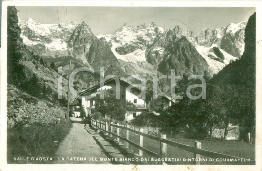 Cartolina originale da collezione 1942 COURMAYEUR AO La Catena del MONTE BIANCO Cartolina postale FP VG 1