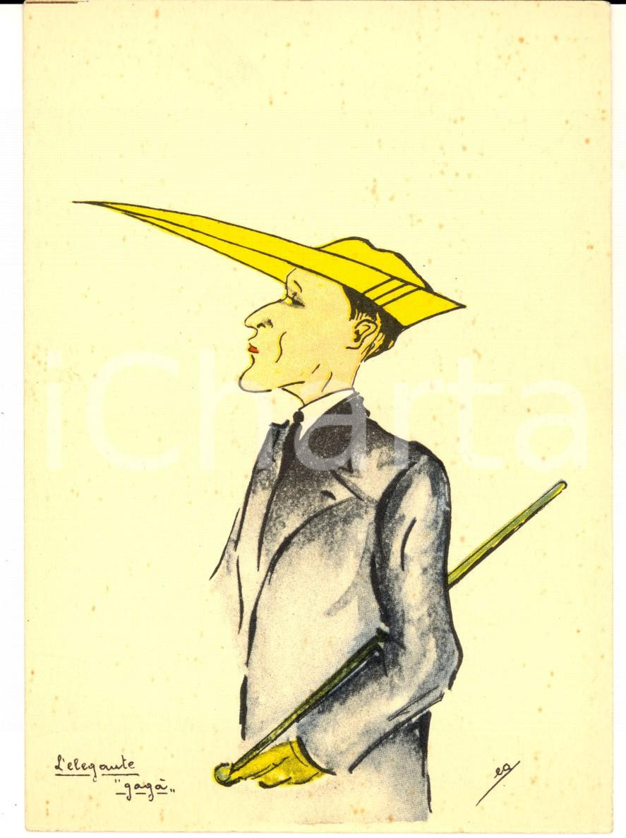 Cartolina originale da collezione 1940 ca SATIRA L elegante gagà Cartolina ILLUSTRATA Firma EA  FG NV 1