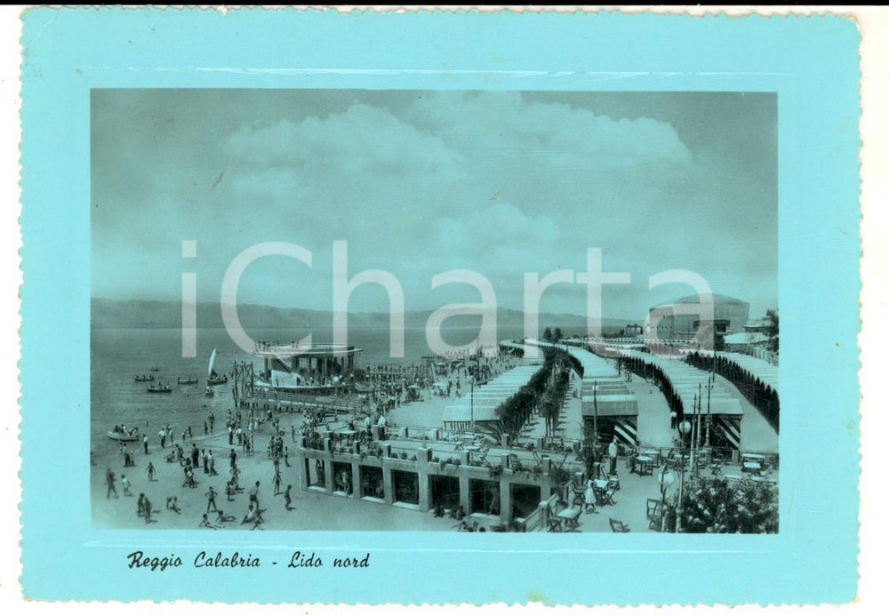 Cartolina originale da collezione 1955 REGGIO CALABRIA Veduta del lido dal lato nord Cartolina postale FG VG 1