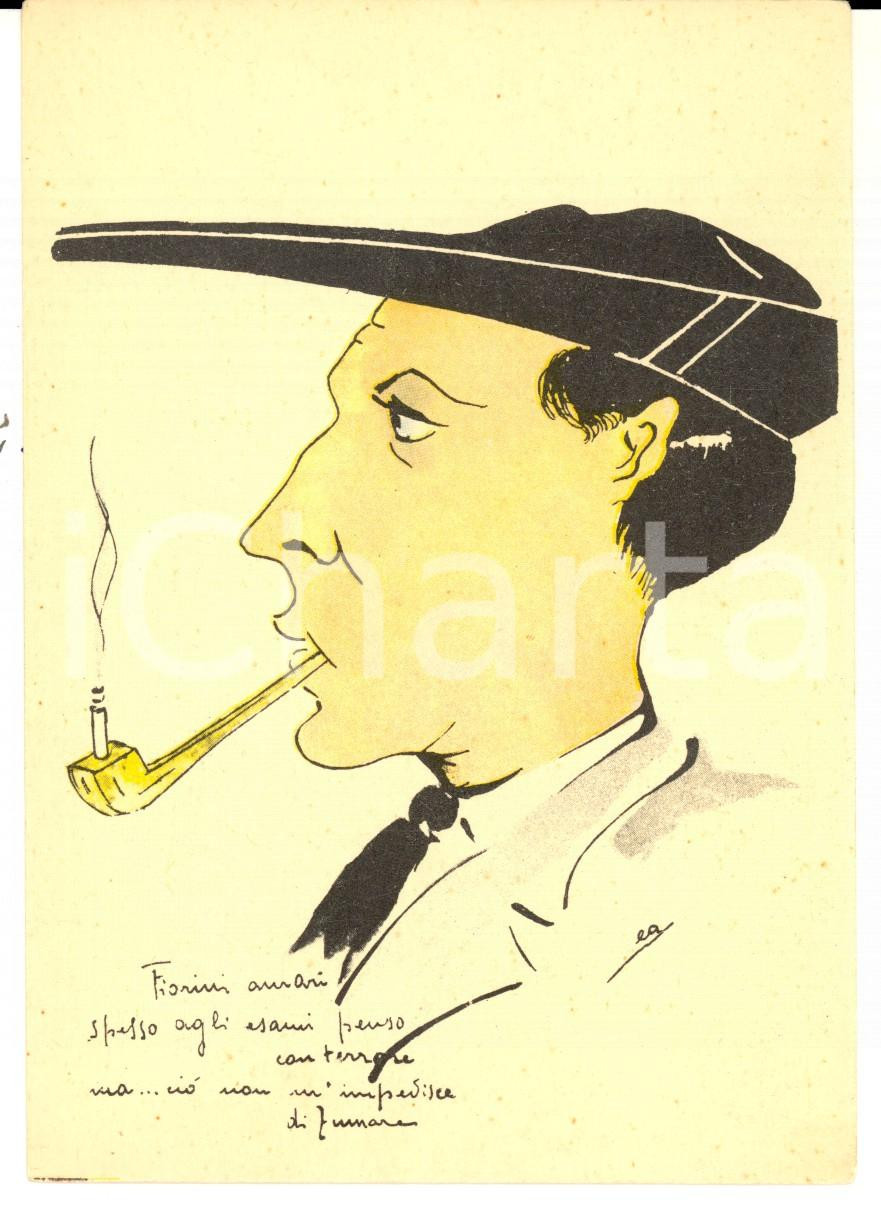 Cartolina originale da collezione 1940 ca SATIRA ACCADEMICA Agli esami penso con terrore Cartolina ILLUSTRATA EA 1