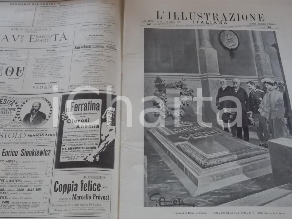 Giornale, rivista storica 1901 L ILLUSTRAZIONE ITALIANA Visita del re a Venezia e a Milano Sovracoperta 1