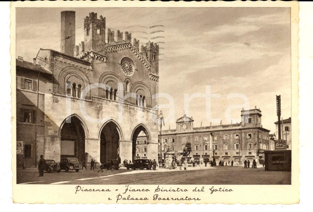 Cartolina originale da collezione 1937 PIACENZA Fianco sinistro del Gotico e Palazzo Governatore Cartolina FG VG 1