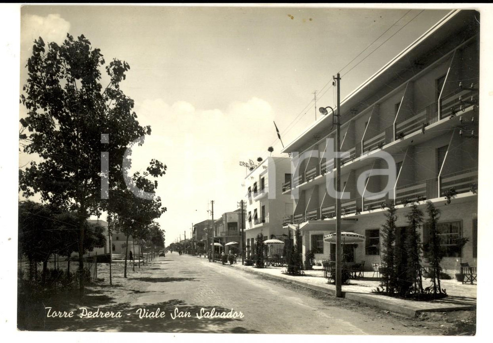 Cartolina originale da collezione 1956 RIMINI TORRE PEDRERA Viale SAN SALVADOR Cartolina postale FG VG 1