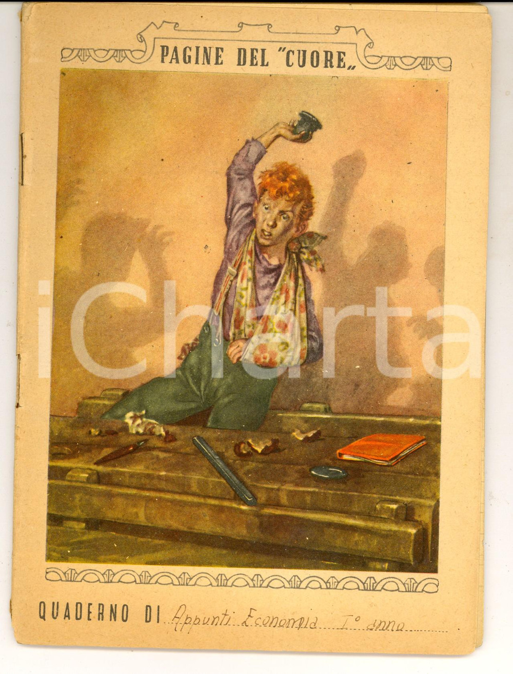 Oggetto da collezione cartaceo 1950 MILANO BOCCONI Quaderno appunti lezioni prof. FRUMENTO Copertina DE AMICIS 1