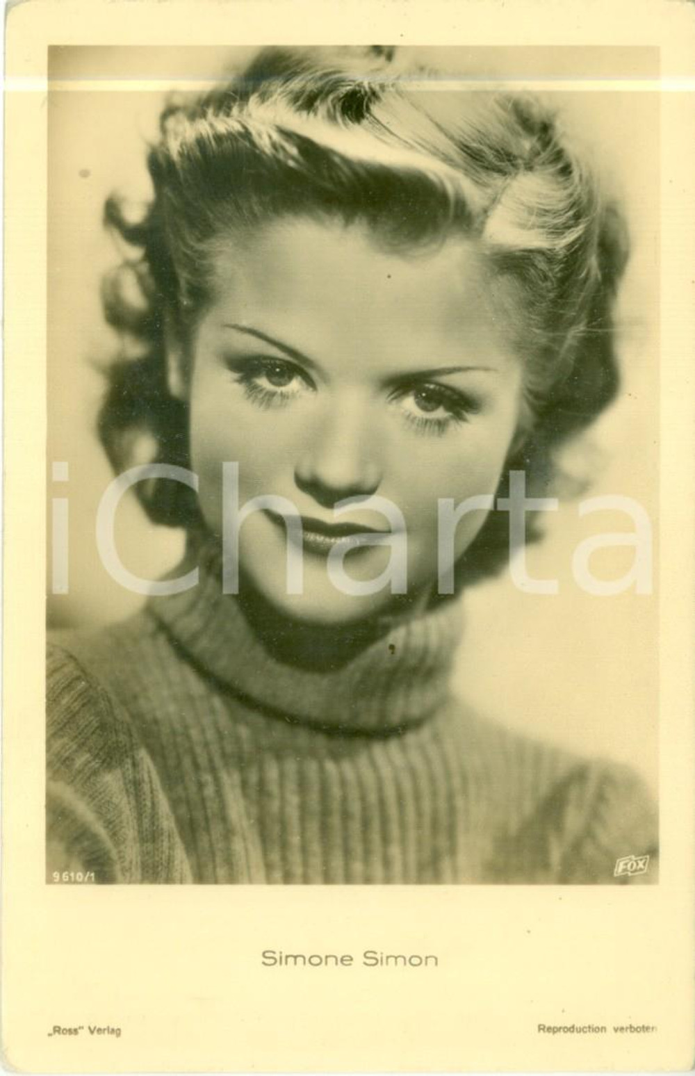 Cartolina originale da collezione 1930 ca CINEMA Attrice Simone SIMON con sguardo provocante Cartolina FP NV 1
