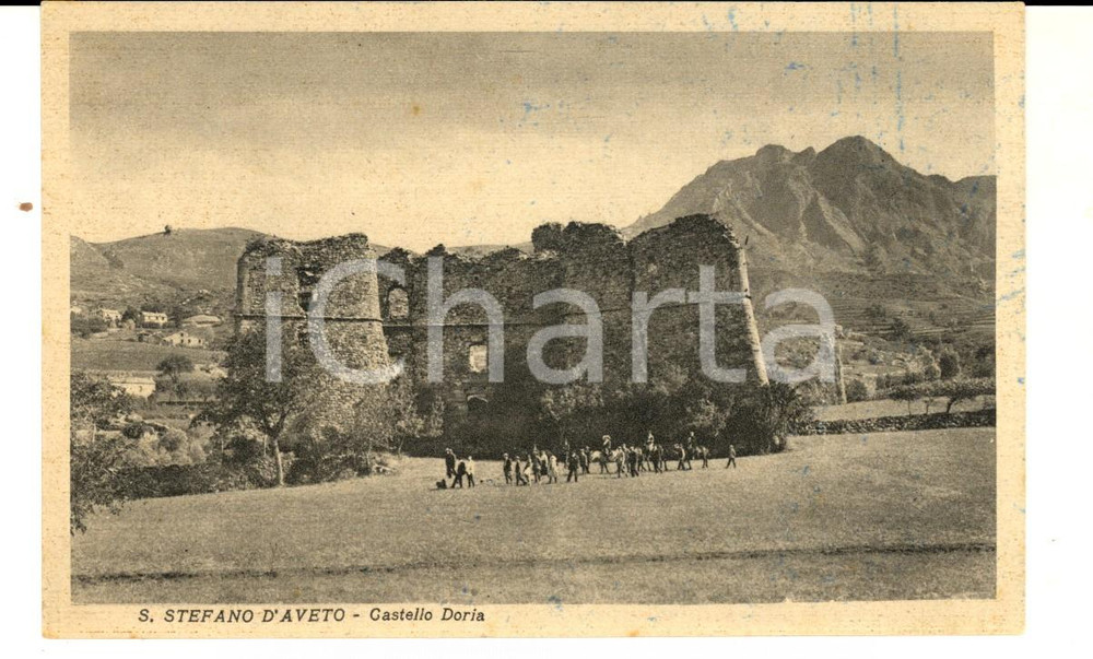 Cartolina originale da collezione 1930 ca SANTO STEFANO D AVETO GE Castello DORIA Cartolina postaleANIMATA  FP 1