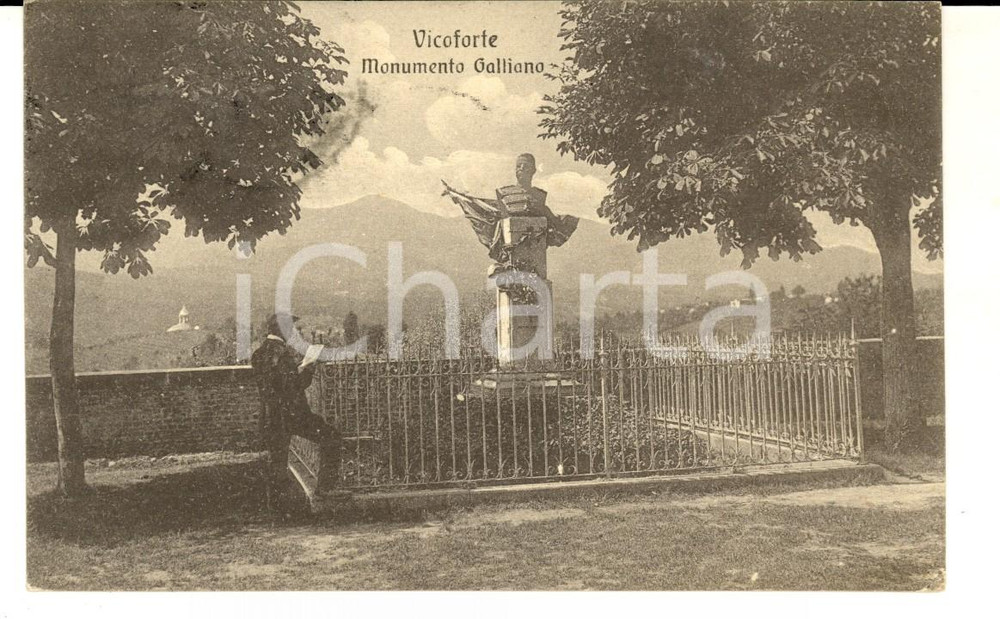 Cartolina originale da collezione 1930 VICOFORTE CN Monumento GALLIANO Cartolina ANIMATA lettore FP VG 1