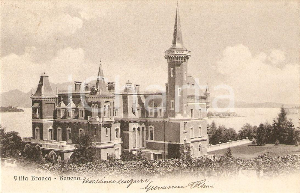Cartolina originale da collezione 1905 ca BAVENO VB Panorama di VILLA BRANCA Cartolina FP VG 1