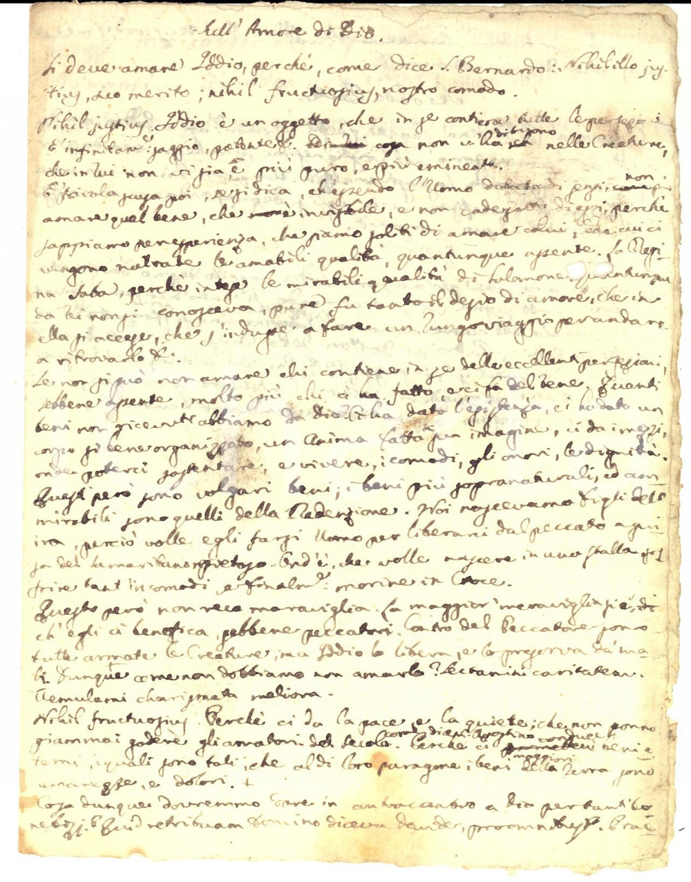 Manoscritto, lettera originale 1840 ca AREA BARESE Omelia sull amore di Dio Manoscritto 1
