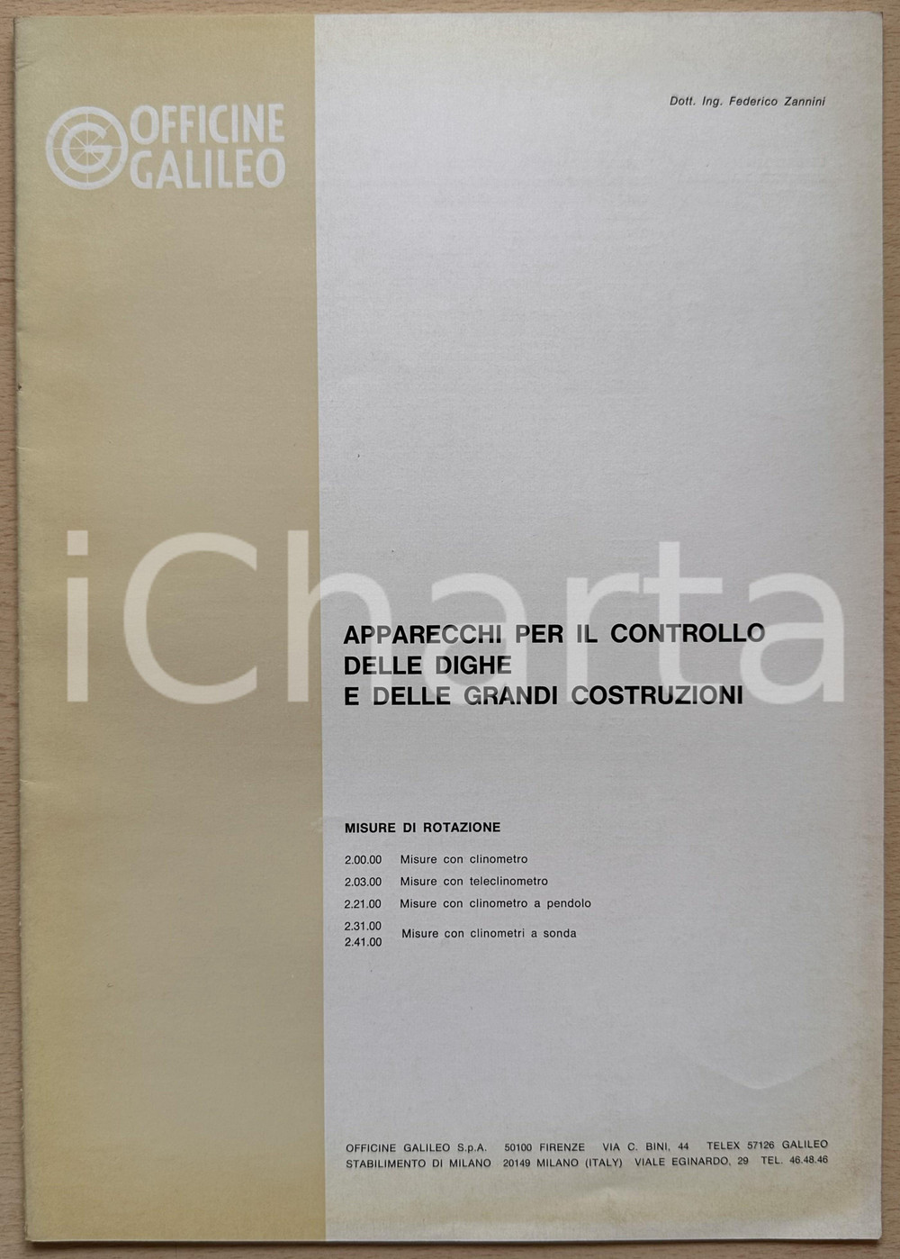 1971 OFFICINE GALILEO Apparecchi controllo dighe e grandi costruzioni n° 10  (6) PAGINE: 12 FAIR/discreto ingiallimenti marginali Formato: 21x30 cm originale e autentica 1