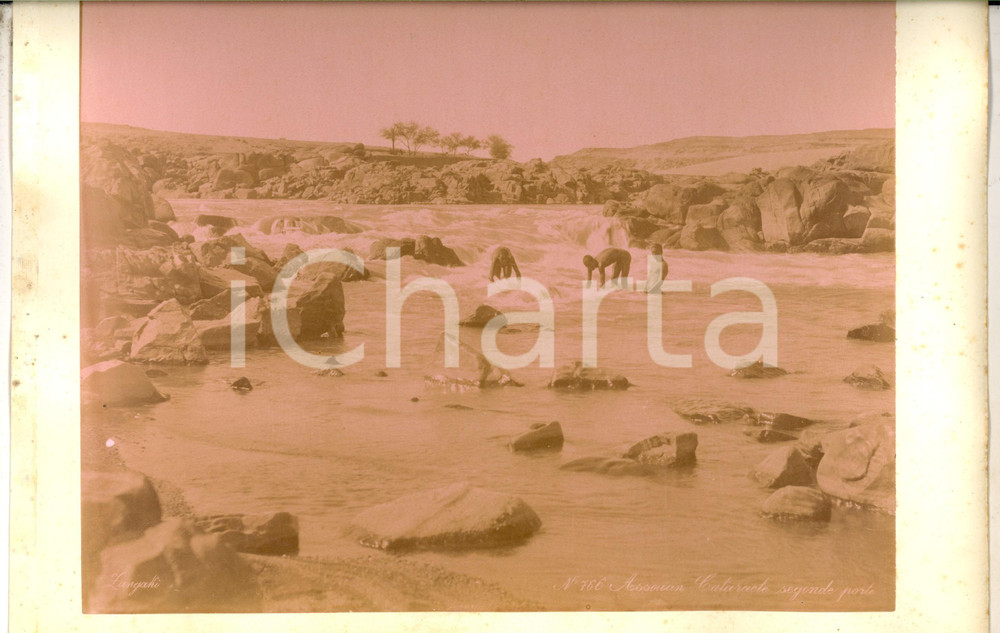 Fotografia d epoca originale 1890 ca ASSOUAN EGYPTE Cataracte  segonde porte Photo Adolphe ZANGAKI 34x22 1