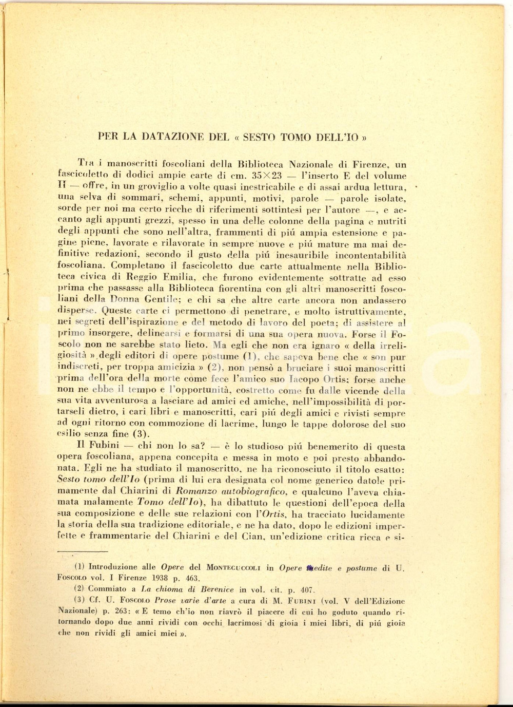 Libro, pubblicazione d epoca 1958 Alfredo MAURO Per la datazione del Sesto tomo dell Io Invio AUTOGRAFO 1