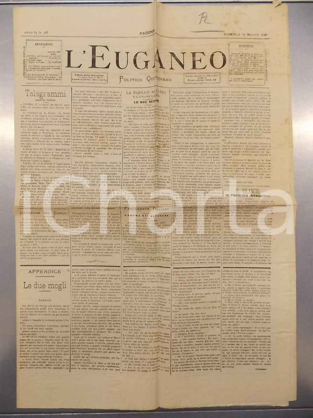 Giornale, rivista storica 1890 PADOVA  L EUGANEO Concerto di cristallofono negli USA per Ernesta SALVUCCI 1