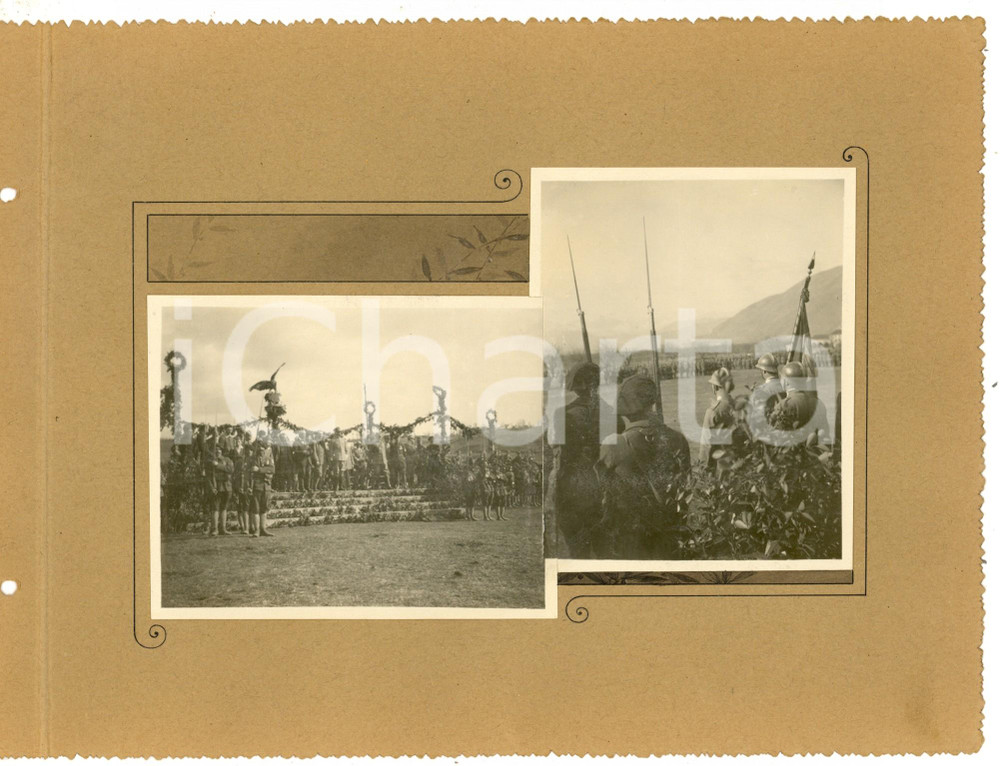 Fotografia d epoca originale 1918 WW1 CARRE  VI Consegna doni alla BRIGATA REGINA Collage 2 foto 1