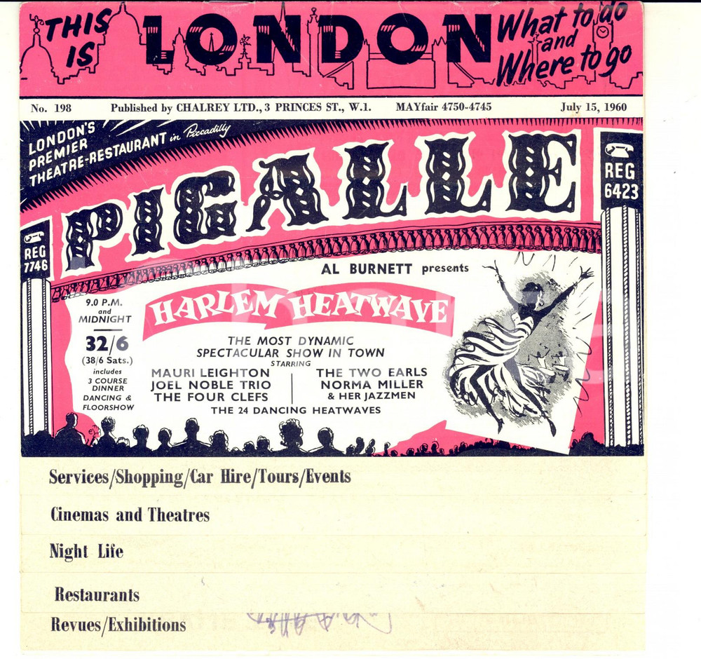 Giornale, rivista storica July 1960 THIS IS LONDON What to do nÂ° 198 ILLUSTRATED VINTAGE 26 pp. PIGALLE 1