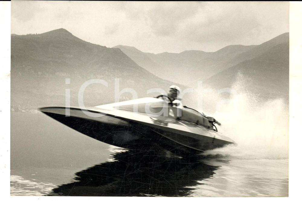 Fotografia d epoca originale 1970 MOTONAUTICA LEZZENO Eugenio MOLINARI nuovo record mondiale Foto 18x14 1