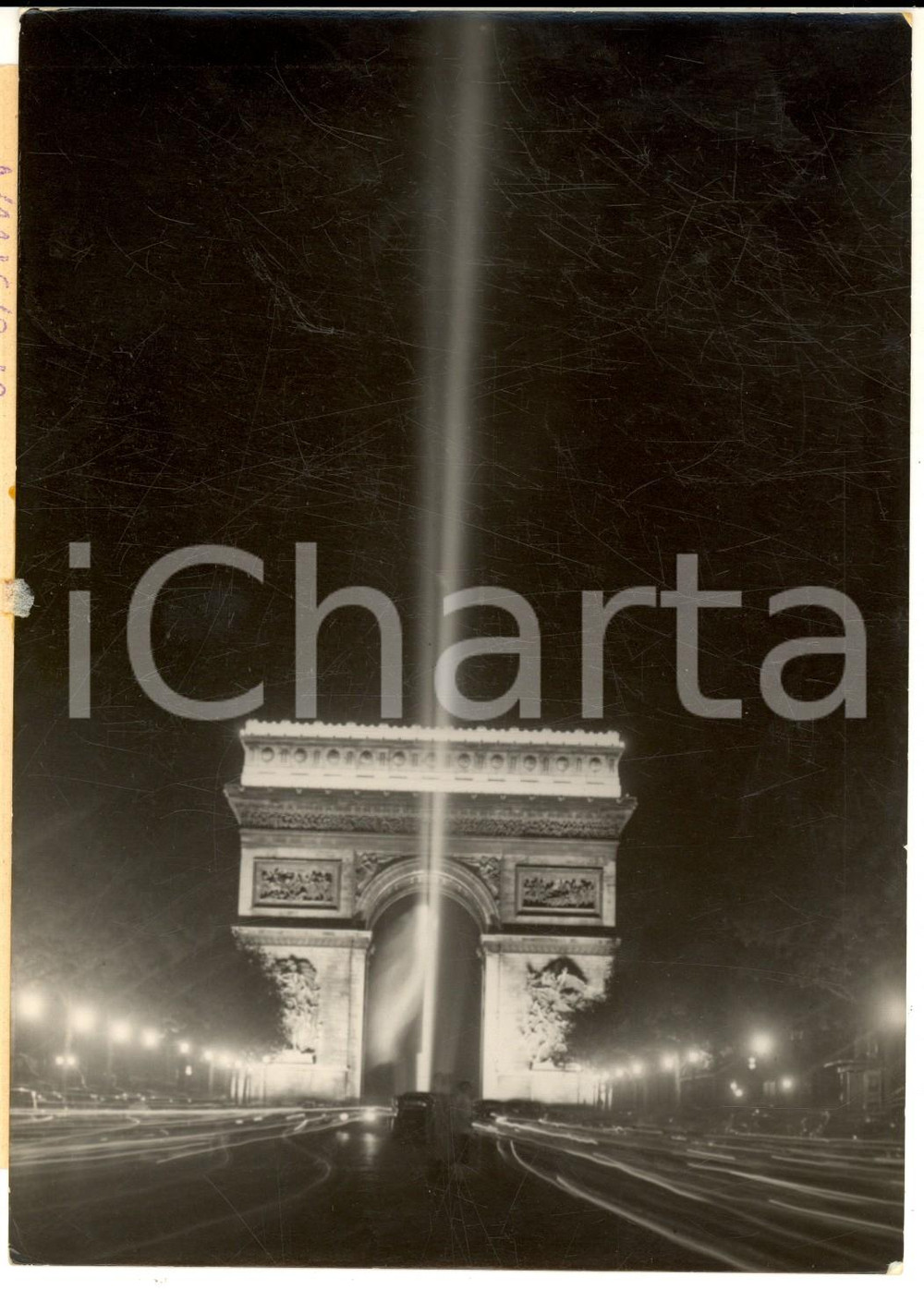 Fotografia d epoca originale 1953 PARIS Arc de Triomphe illuminÃ© pour la victoire de 1945 Photo 13x18 cm 1