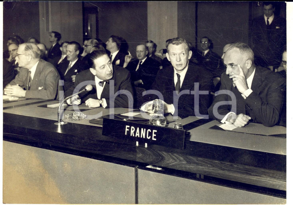 Fotografia d epoca originale 1959 PARIS Maurice COUVE DE MURVILLE Ã  la sÃ©ance inaugurale de l OTAN Photo 1