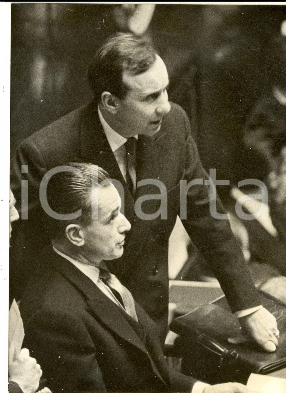 Fotografia d epoca originale 1959 PARIS Michel DEBRE  et Jacques CHABANDELMAS à l Assemblée Nationale Photo 1