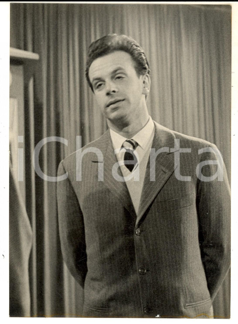 Fotografia d epoca originale 1956 LASCIA O RADDOPPIA Ritratto del concorrente Enrico MANTERO Foto 13x18 cm 1