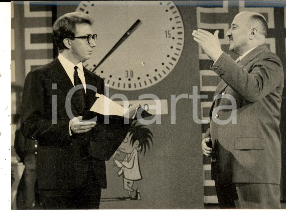 Fotografia d epoca originale 1957 LASCIA O RADDOPPIA Mike BONGIORNO con Vittorio PRATI Foto 18x13 cm 1