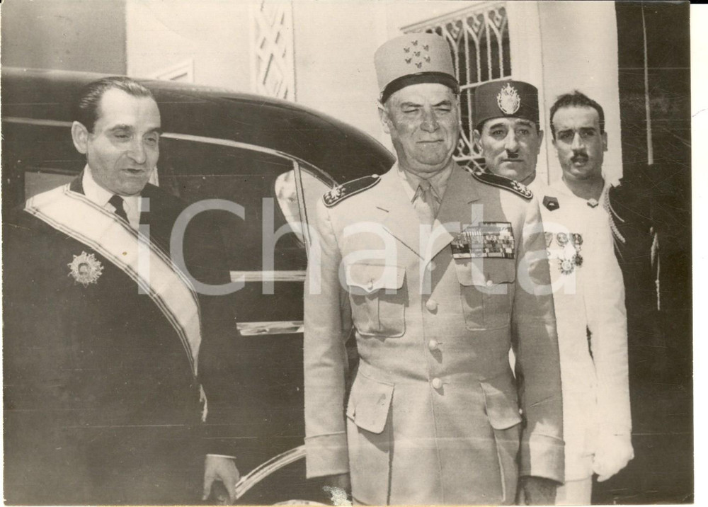 Fotografia d epoca originale 1954 TUNIS Pierre MENDESFRANCE avec le marÃ©chal Alphonse JUIN Photo 18x13 1