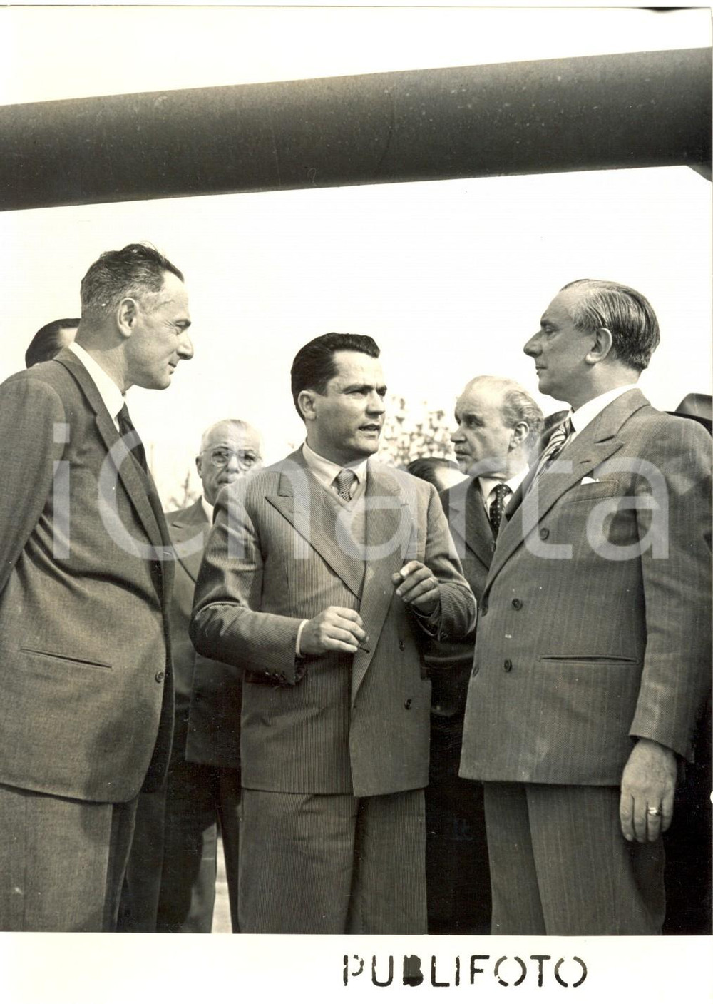 Fotografia d epoca originale 1953 NAPOLI CAMPI FLEGREI  Convegno Idrocarburi  Enrico MATTEI Pietro CAMPILLI 1